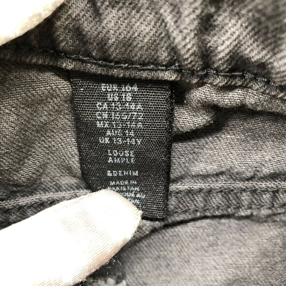 H&M Youth Teens 18 Loose Ample Denim Shorts Black Relaxed High Rise Girls - Picture 3 of 11